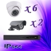 System IPsec 8a0602-650-700, 6 kamer kopułowych 650TVL, 2 kamery tubowe 700TVL, wideorejestrator